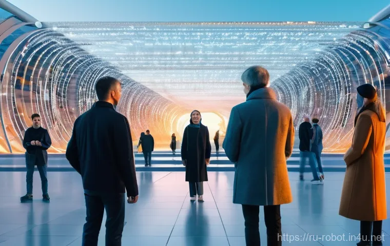 로봇 윤리 가이드라인 - **Prompt:** A professional and dynamic scene inside a contemporary Russian tech office with large wi...