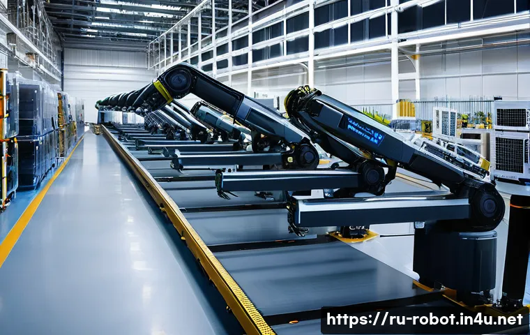 로봇 에너지 효율 향상 - **Industrial Revolution: Russian Robotics in Motion**
A wide-angle, high-resolution photograph o...