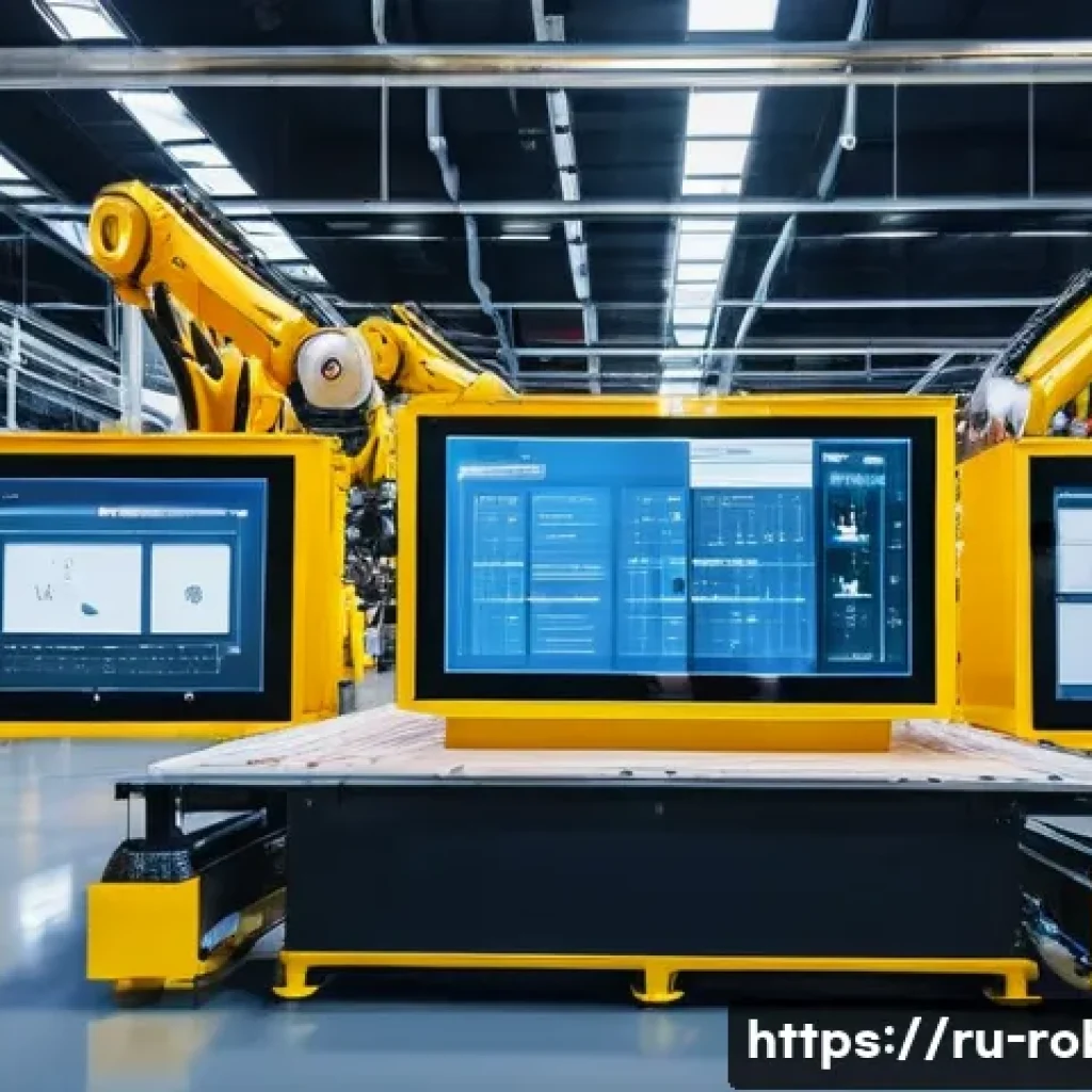 로봇 자동화와 산업 혁명 - A high-tech modern Russian automobile manufacturing plant featuring advanced automated robotic arms ...
